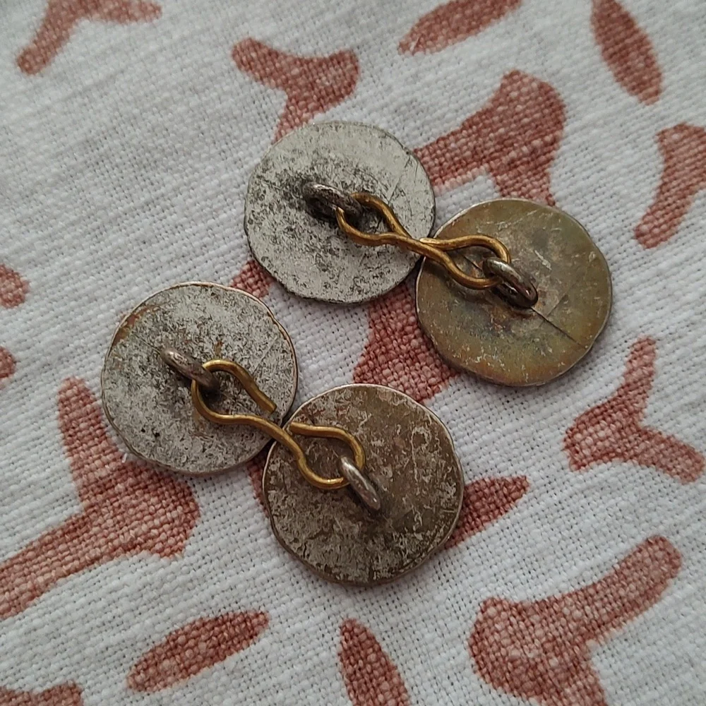 Vintage Motif Cyclist and Bicycle Cufflinks/Craft embellishment